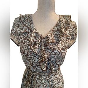 JBS RUFFLED AQUA/MOCHA DRESS